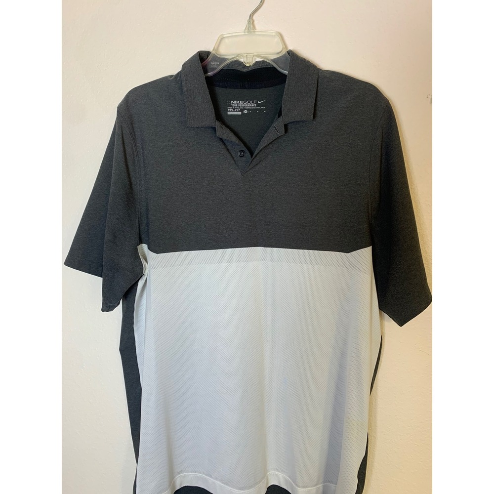 Nike Golf Tour Performance Dri Fit Polo Shirt Mens‎ Medium Gray White